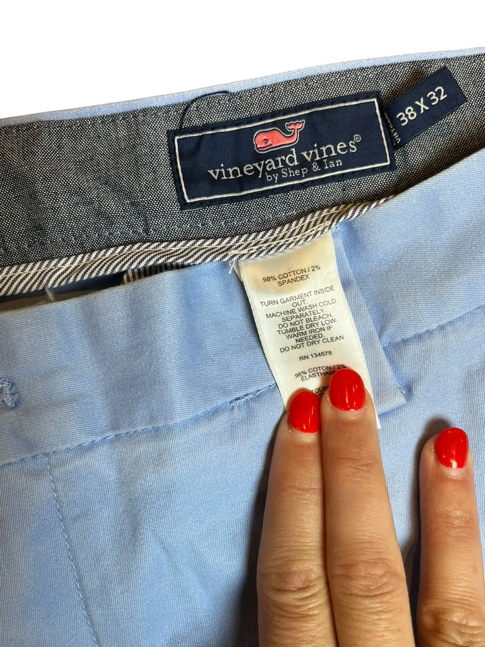 Vineyard Vines Men’s Stretch Breaker Chino Pants 38x32 Baby Blue